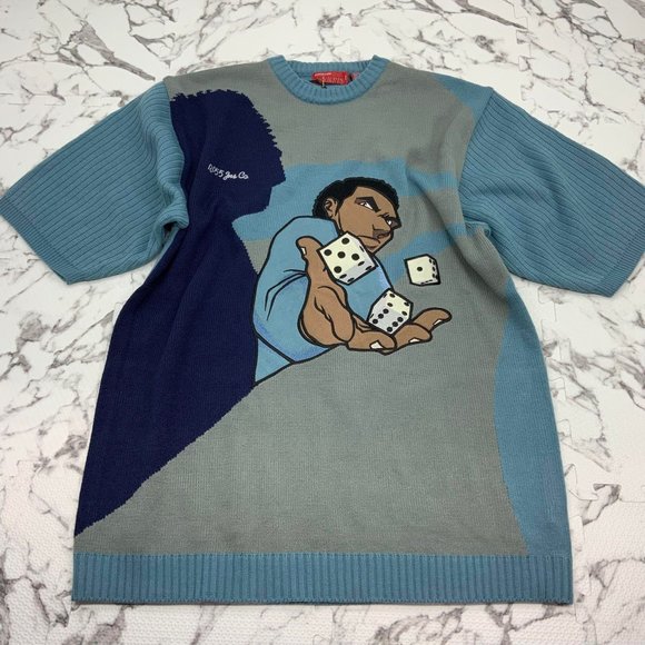 Men's RP55 Teal Grey Navy Short Sleeve Sweater